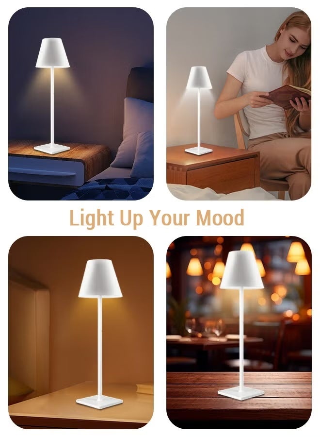 Hylumen LED Cordless Table Lamp Rechargeable Desk Lamp 3000mAh Battery 3 Color Stepless Dimmable Touch Control Portable Night Light for Bedroom Restaurant Outdoor White - Image 3